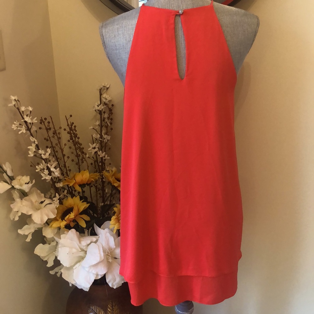 Impressions Coral Tiered Sleeveless Dress. Size Small - Picture 2 of 4